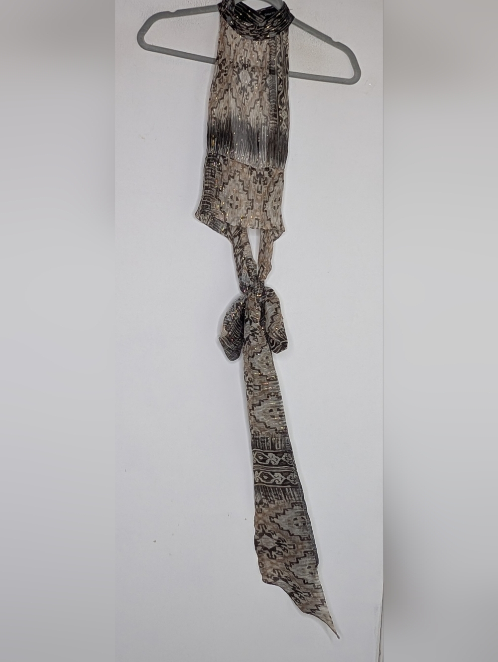 Dana Foley NYC • sheer metallic silk halter top size 1